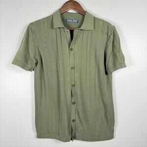 PJ Paul Jones Men’s Green Knit Cardigan Button Down Grandpacore Size Small